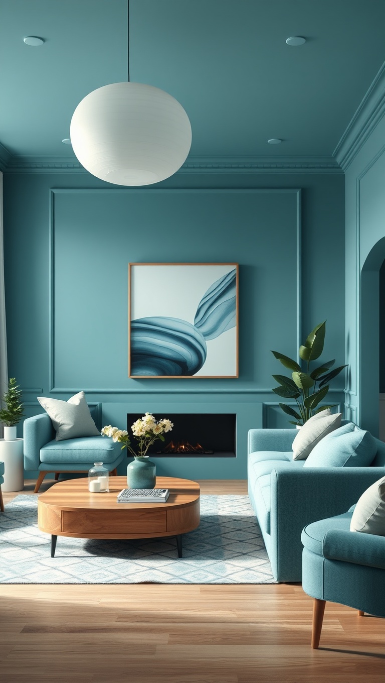 25 Stunning Ideas to Transform Your Living Room with Aqua Colors - 11. Layering Aqua Shades for Depth and Interest