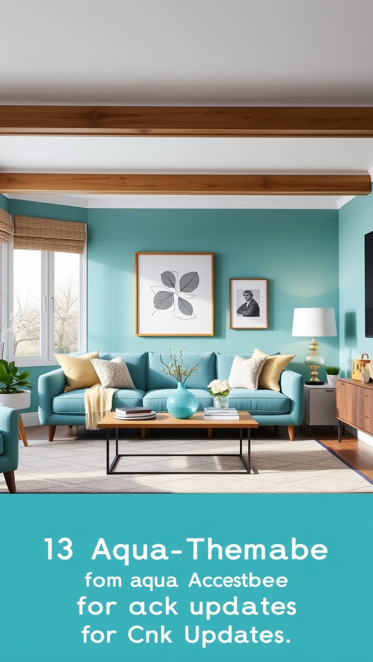 25 Stunning Ideas to Transform Your Living Room with Aqua Colors - 13. Aqua-Themed Accessories for Quick Updates