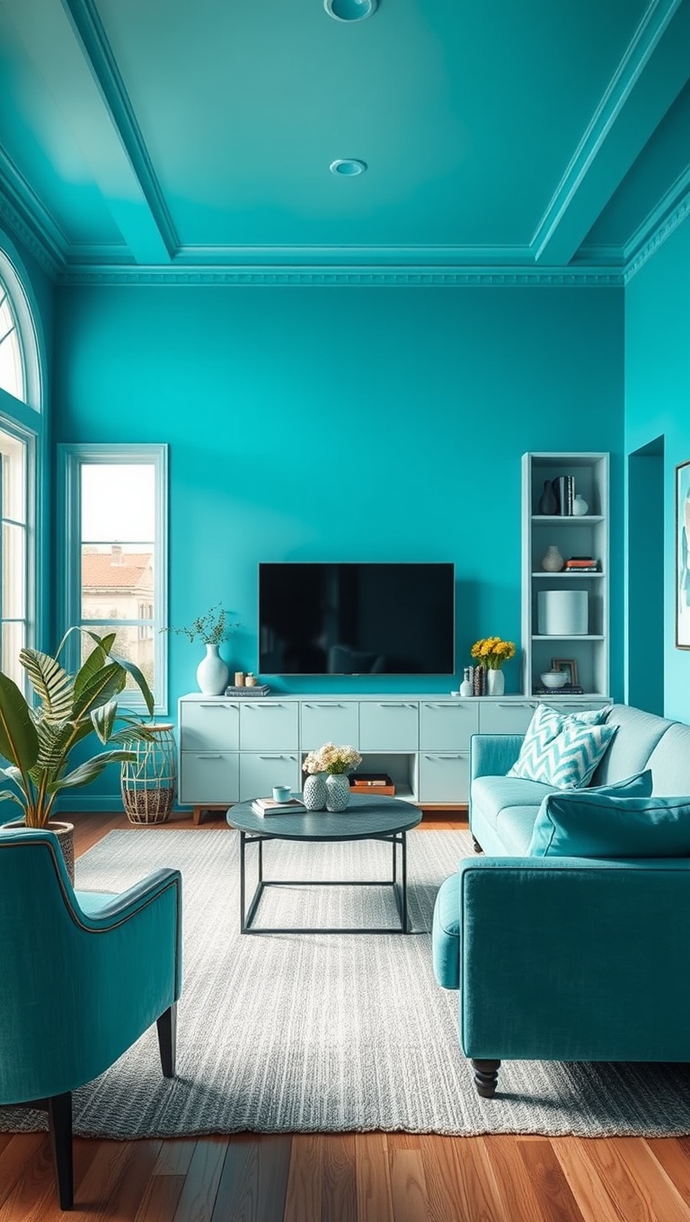 25 Stunning Ideas to Transform Your Living Room with Aqua Colors - 21. Transforming a Small Space with Aqua