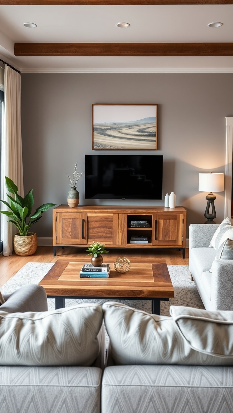 Solid Wood Console in Living Room