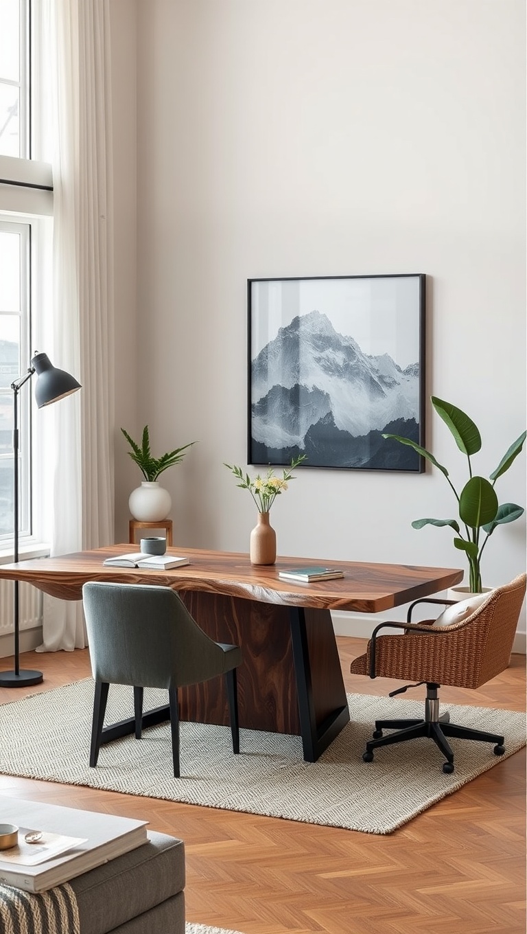 Live Edge Desk with Modern Decor