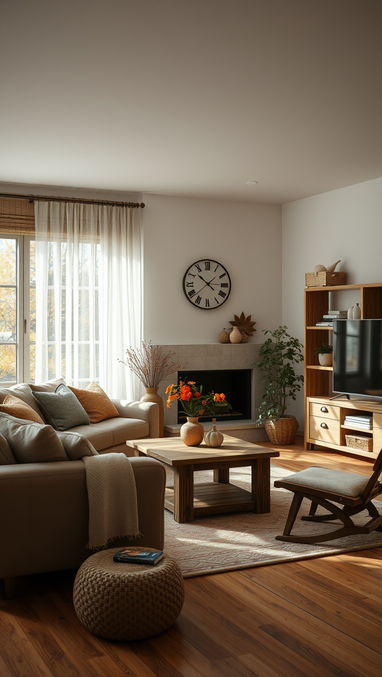 25 Cozy Ideas to Transform Your Living Room for Autumn - 7. Rustic Wooden Furniture