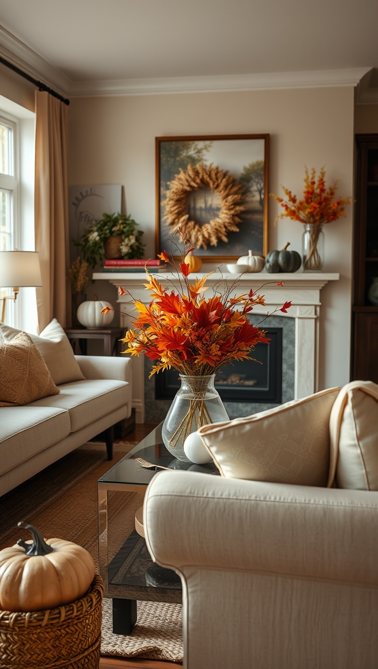 25 Cozy Ideas to Transform Your Living Room for Autumn - Seasonal Centerpieces