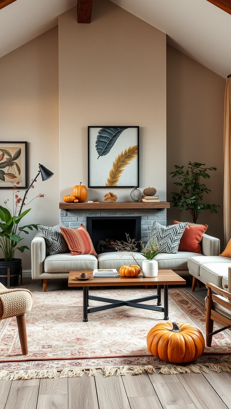 25 Cozy Ideas to Transform Your Living Room for Autumn - 17. Nature-Inspired Decor