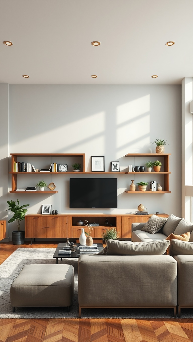 25 Fabulous Ideas to Transform Your Big Living Room into a Dream Space - 7. Use Open Shelving for Decor