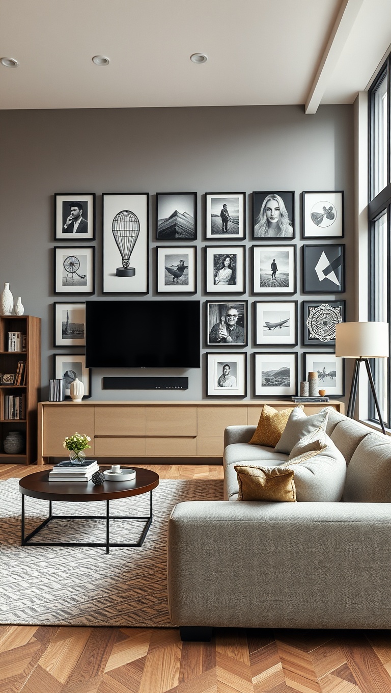 25 Fabulous Ideas to Transform Your Big Living Room into a Dream Space - 6. Design a Gallery Wall
