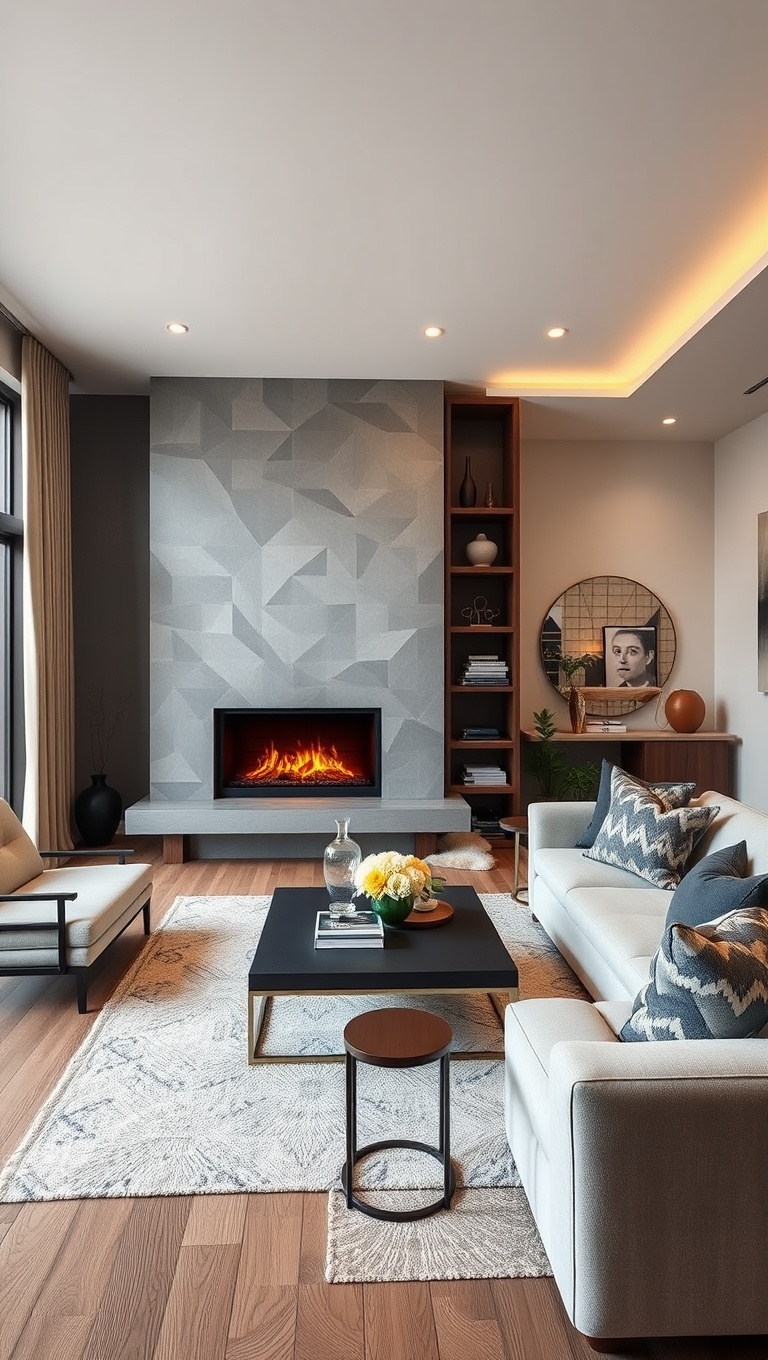 25 Fabulous Ideas to Transform Your Big Living Room into a Dream Space - 11. Install a Stylish Fireplace