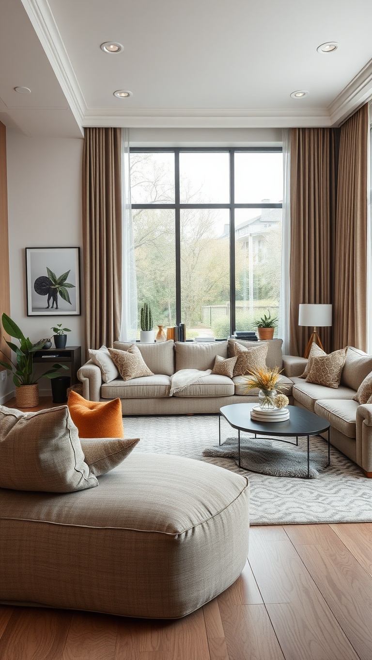 25 Fabulous Ideas to Transform Your Big Living Room into a Dream Space - 17. Use Textured Fabrics for Warmth