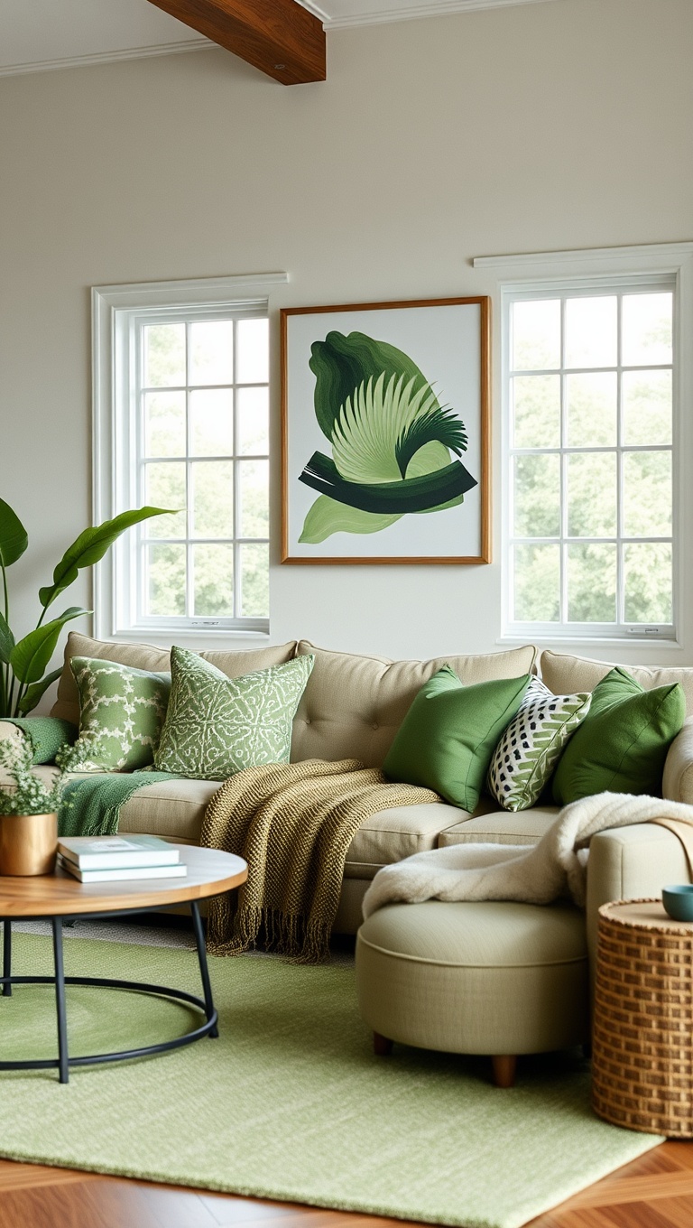 Green Cushions and Throws
