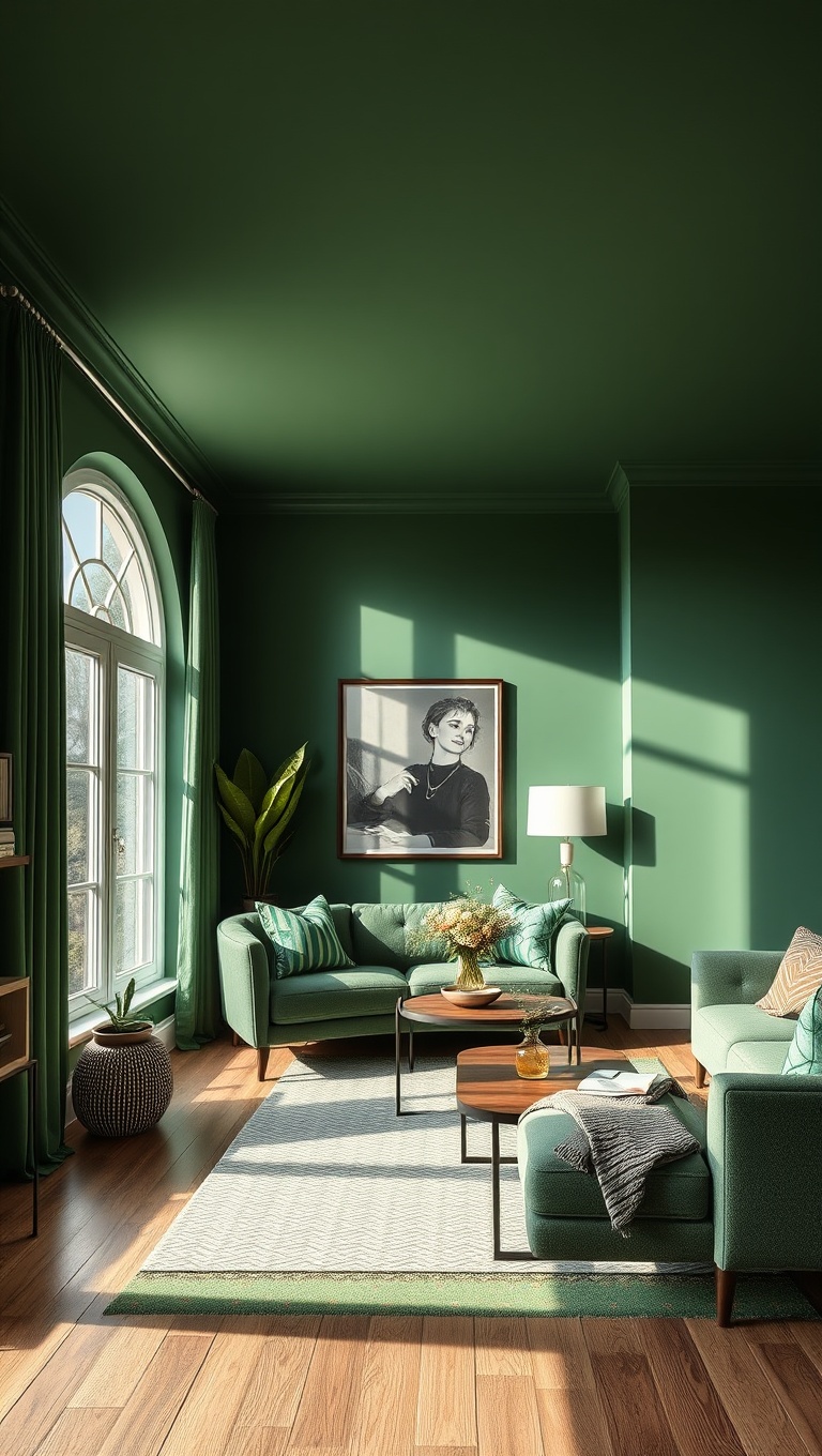 Maximize Natural Light in Green Living Room