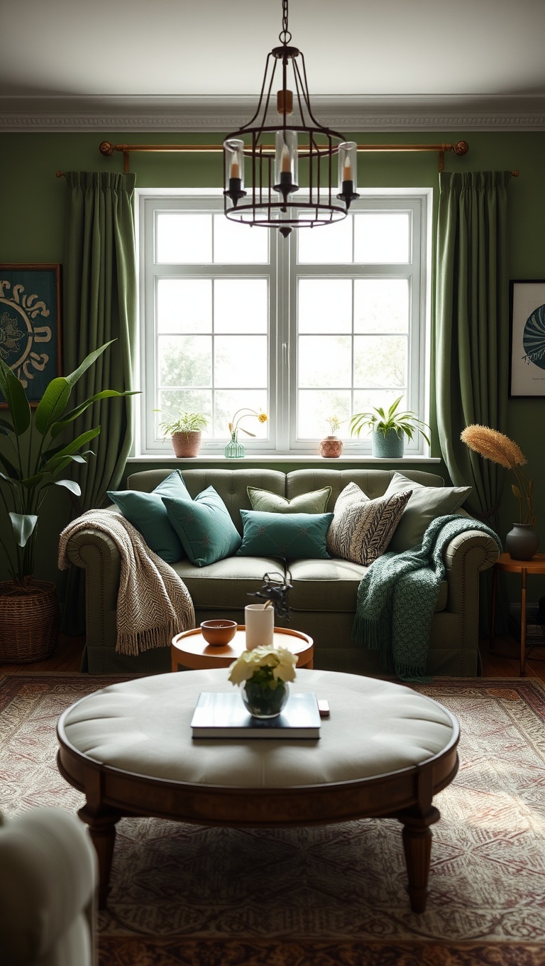 Cozy Reading Nook with Green Cushions