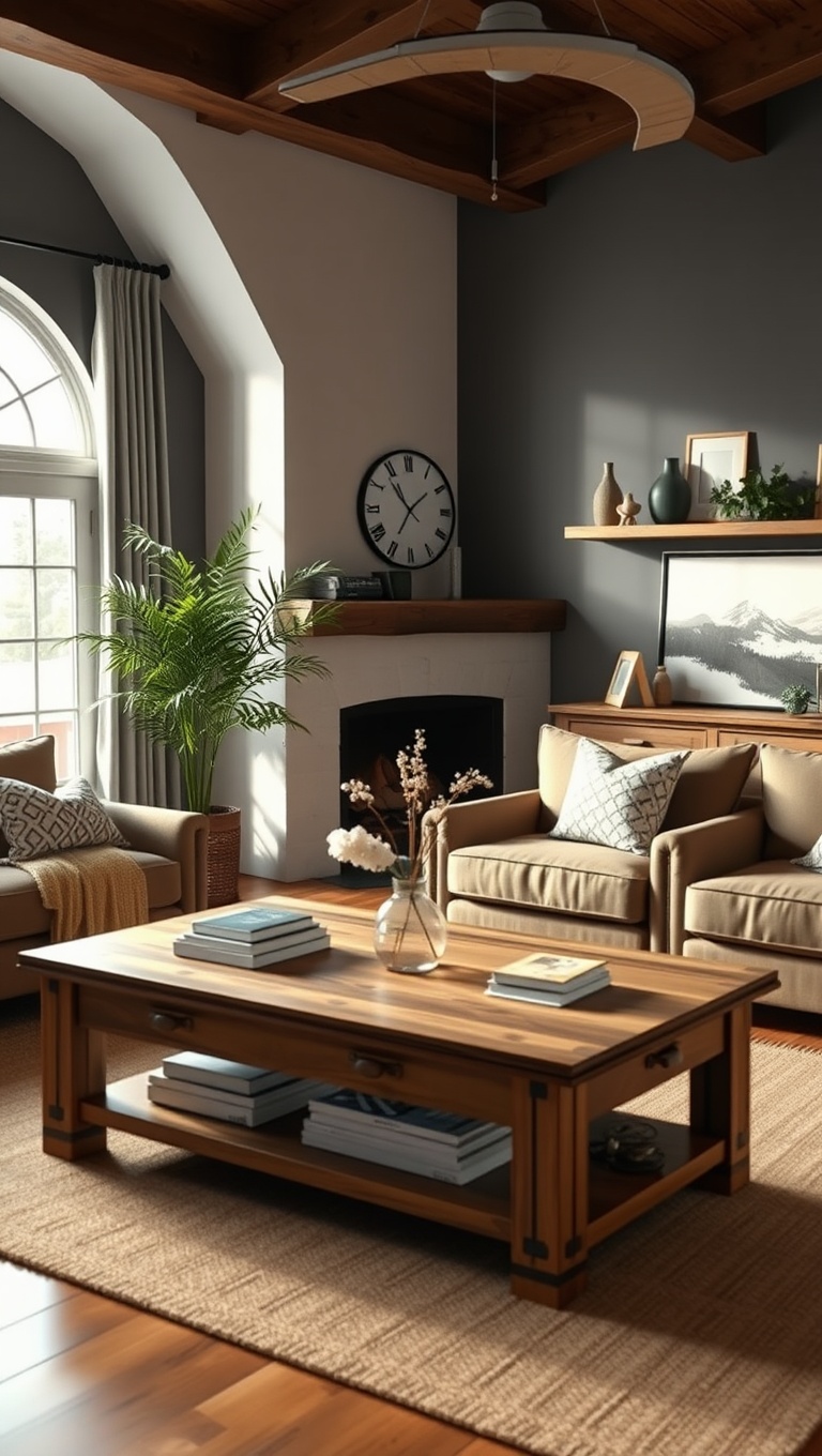 25 Charming Ideas for Your Dream Farmhouse Living Room - 13. Include a Farmhouse-Style Coffee Table