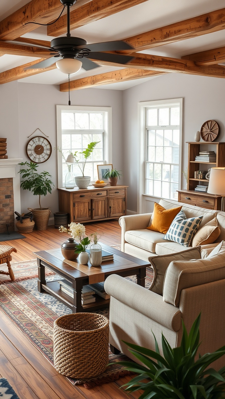 25 Charming Ideas for Your Dream Farmhouse Living Room - Blend Modern and Vintage Styles