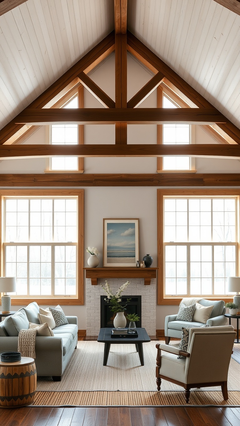 25 Charming Ideas for Your Dream Farmhouse Living Room - 24. Use Large Windows for Natural Light
