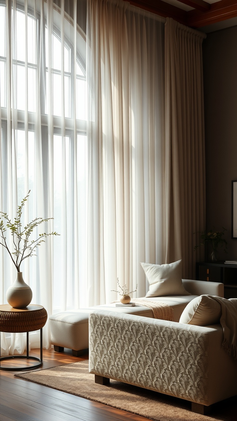 25 Bright Ideas to Create an Airy Living Room - Sheer Curtains