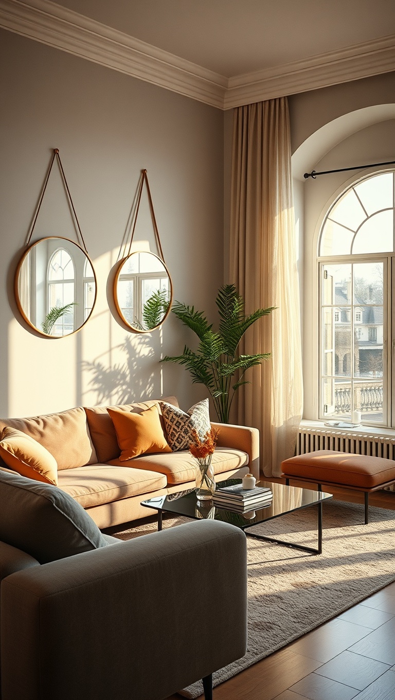25 Bright Ideas to Create an Airy Living Room - Mirrors