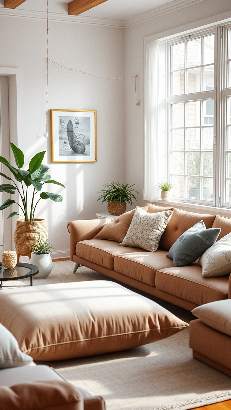 25 Bright Ideas to Create an Airy Living Room - Soft Pillows