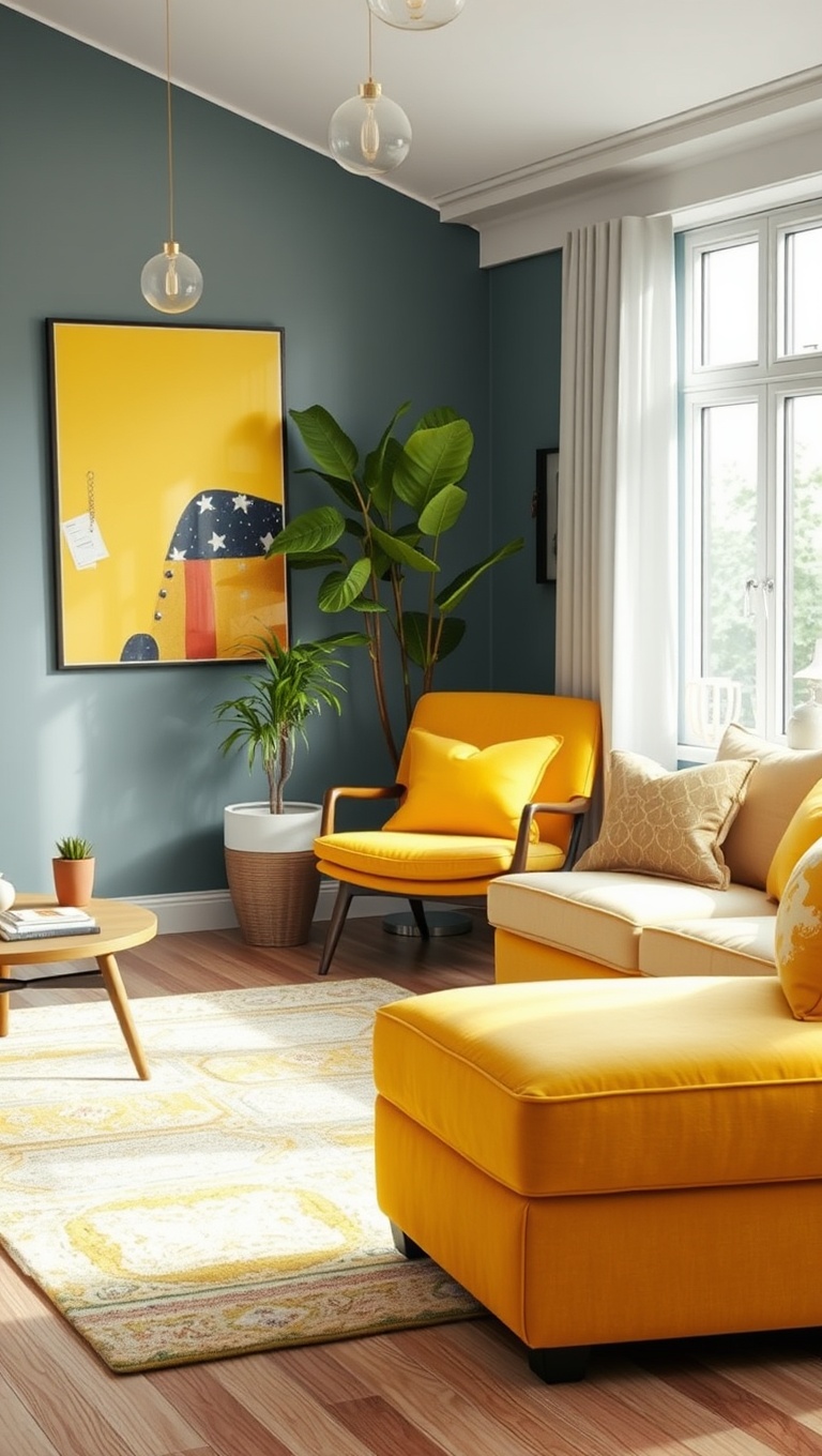 25 Dazzling Ideas to Brighten Up Your Living Room - 6. Go for a Bright Area Rug