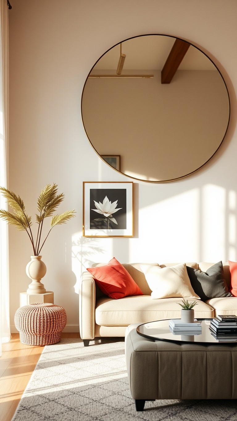 25 Dazzling Ideas to Brighten Up Your Living Room - 4. Incorporate Mirrors to Reflect Light