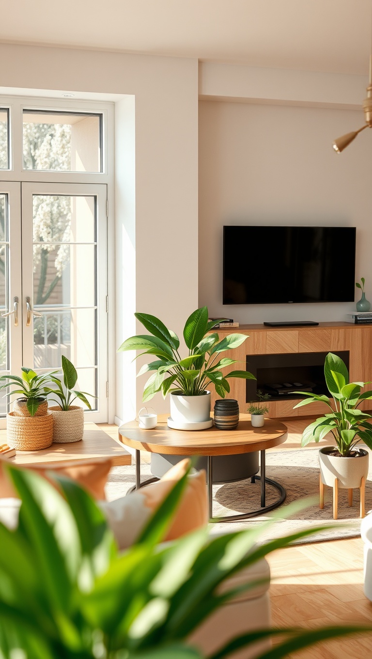 25 Dazzling Ideas to Brighten Up Your Living Room - 10. Introduce Houseplants for a Fresh Vibe