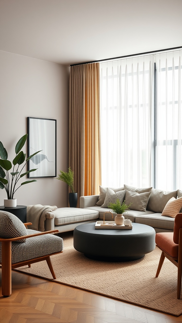 25 Dazzling Ideas to Brighten Up Your Living Room - 12. Hang Sheer Curtains for Soft Light