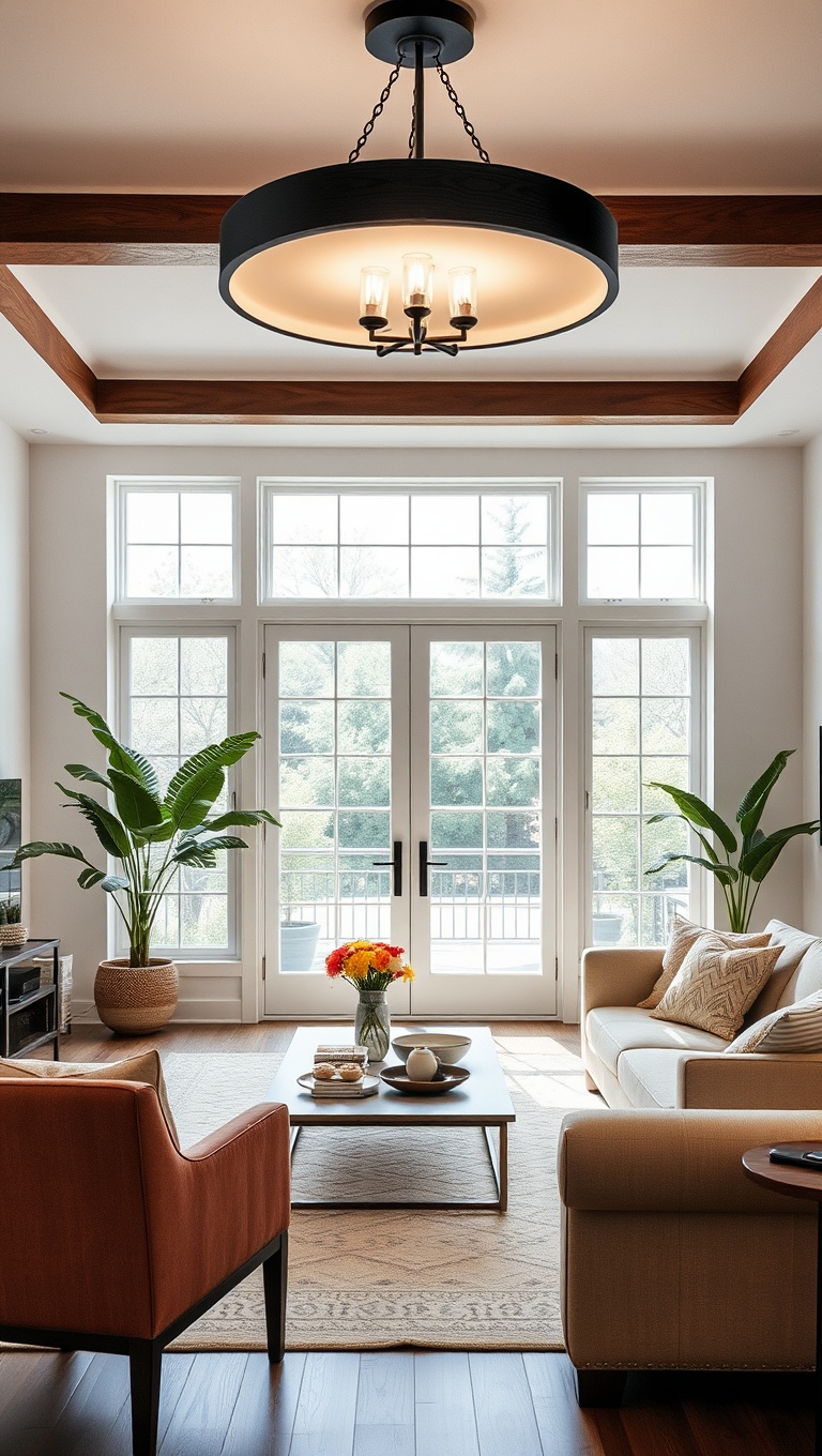 25 Dazzling Ideas to Brighten Up Your Living Room - 14. Choose a Statement Light Fixture