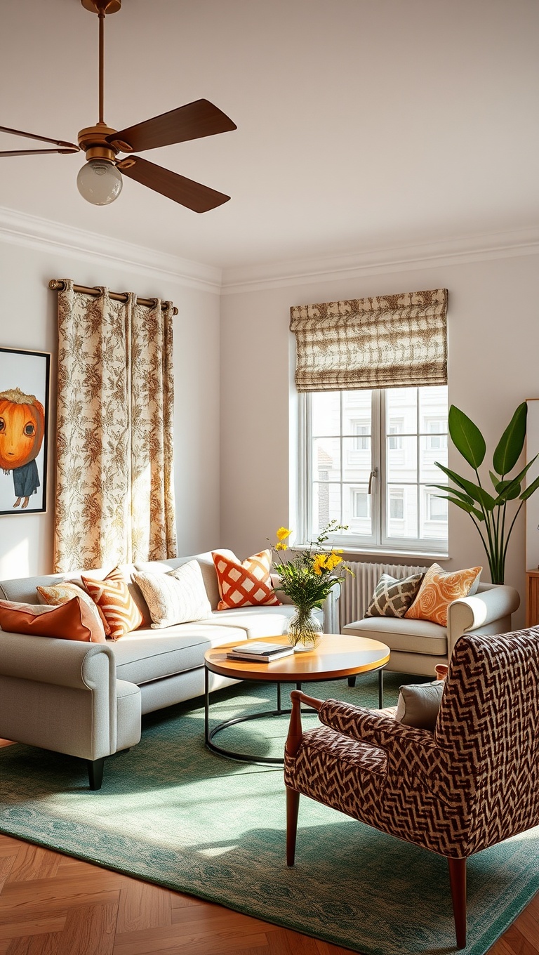 25 Dazzling Ideas to Brighten Up Your Living Room - 17. Mix and Match Patterns for a Lively Look