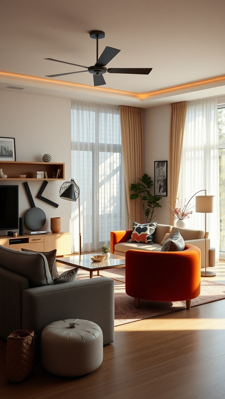 25 Dazzling Ideas to Brighten Up Your Living Room - 20. Layer Lighting for a Bright Atmosphere