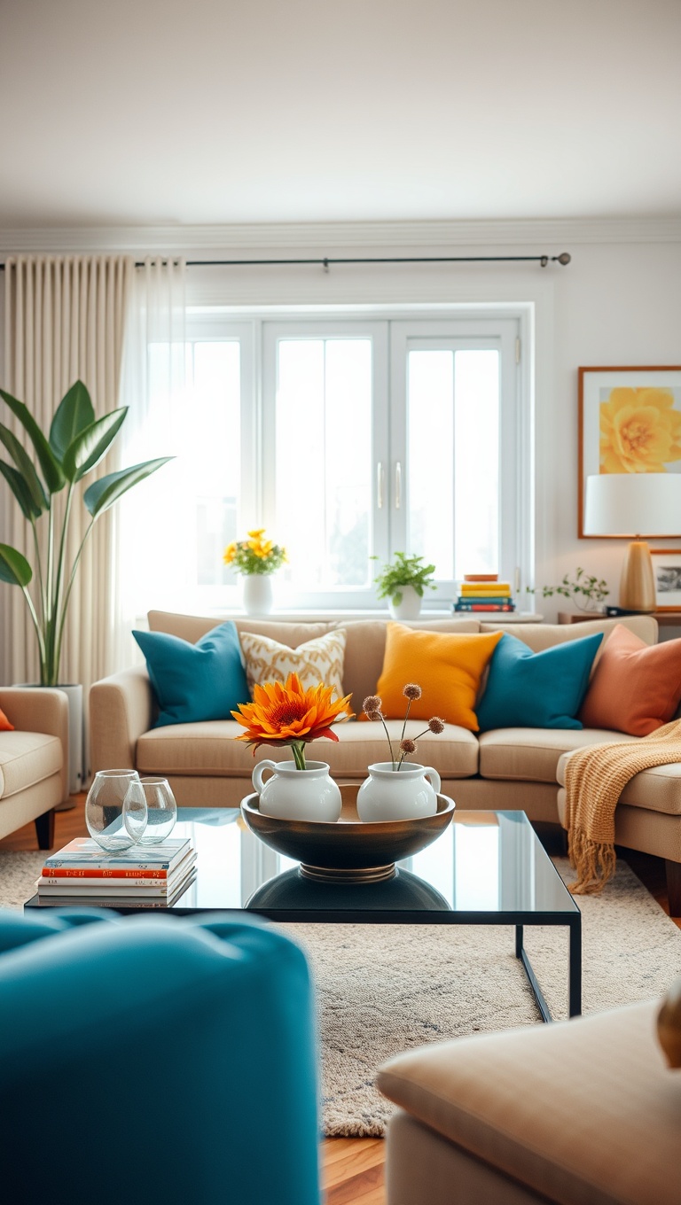 25 Dazzling Ideas to Brighten Up Your Living Room - 22. Create a Fun Coffee Table Display