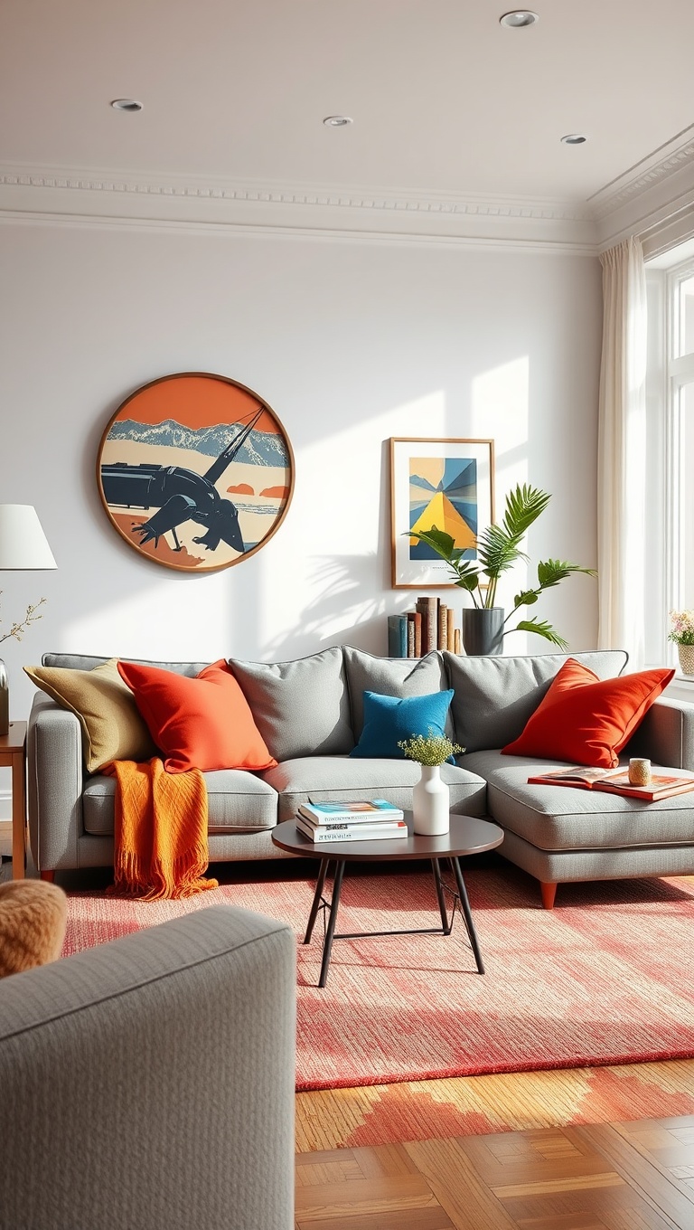 25 Dazzling Ideas to Brighten Up Your Living Room - 21. Use Colorful Books as Decor