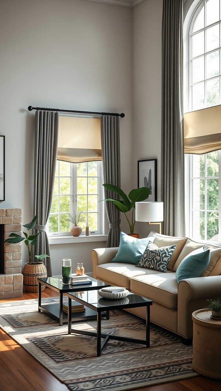 25 Dazzling Ideas to Brighten Up Your Living Room - 23. Add Cheerful Window Treatments