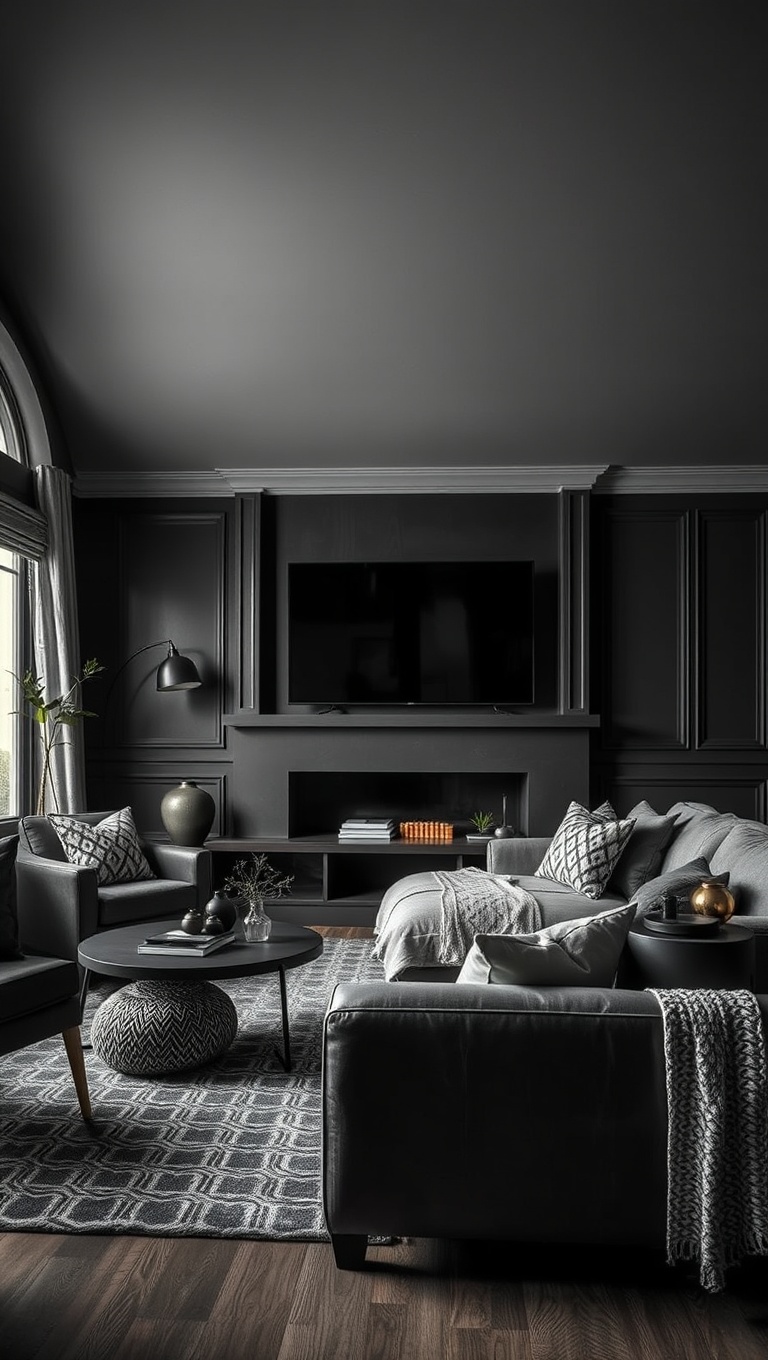 25 Stunning Ideas to Transform Your Living Room into a Dark Oasis - 5. Add a Touch of Charcoal Gray