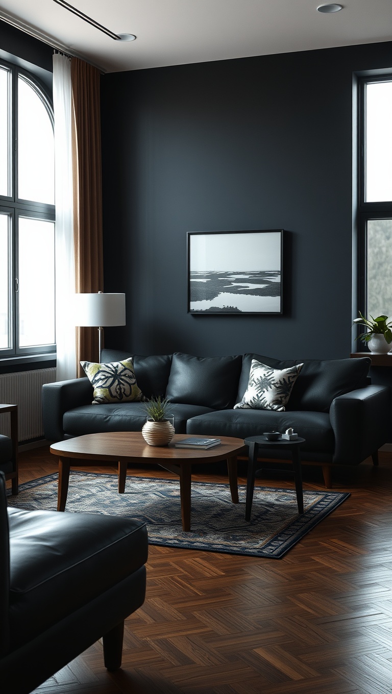 25 Stunning Ideas to Transform Your Living Room into a Dark Oasis - 8. Use Dark Wood Furniture