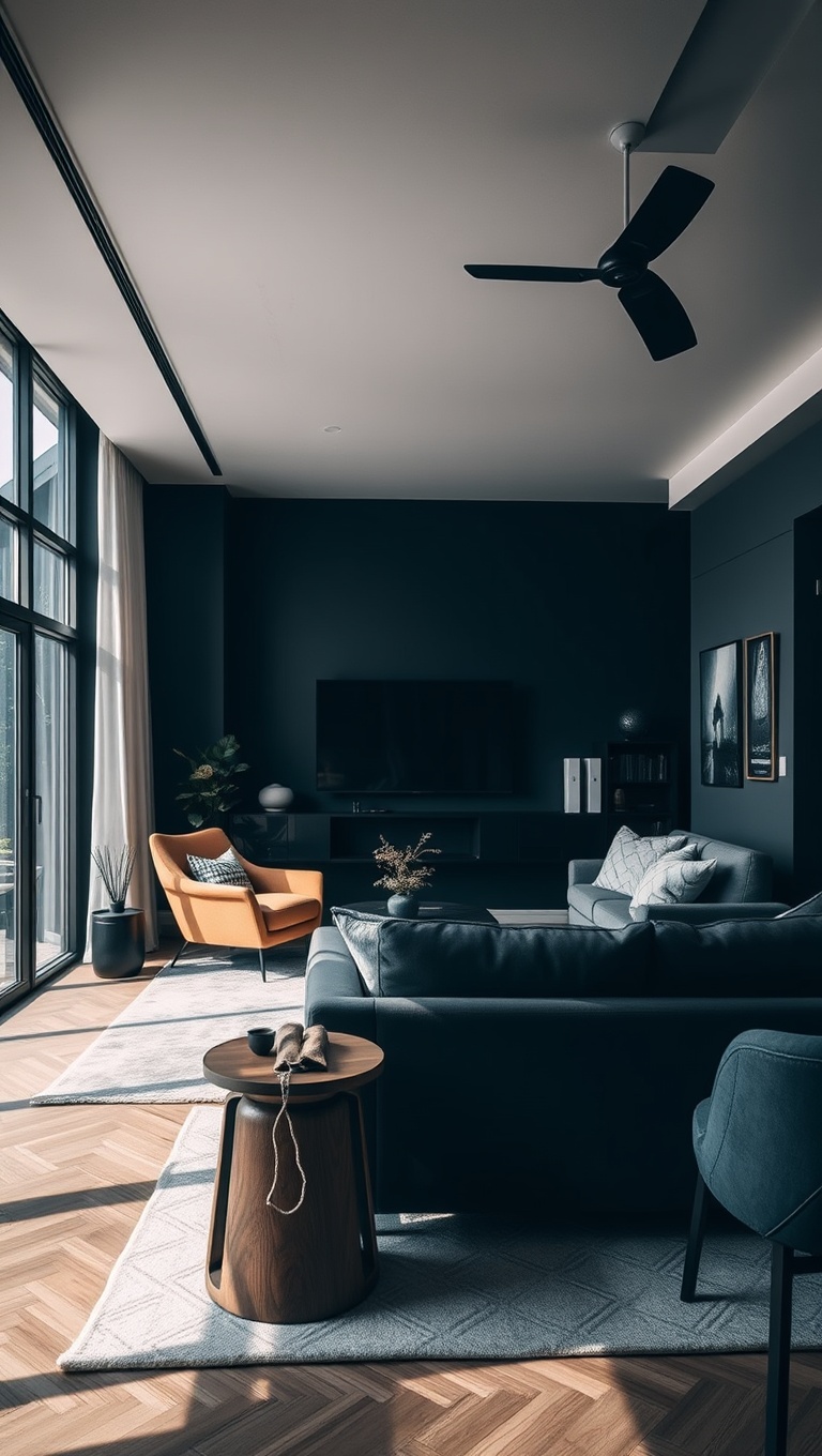 25 Stunning Ideas to Transform Your Living Room into a Dark Oasis - 10. Embrace a Minimalist Look