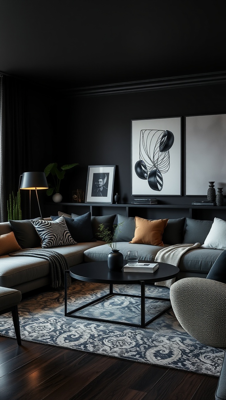 25 Stunning Ideas to Transform Your Living Room into a Dark Oasis - 25. Personalize with Dark Decorative Accents