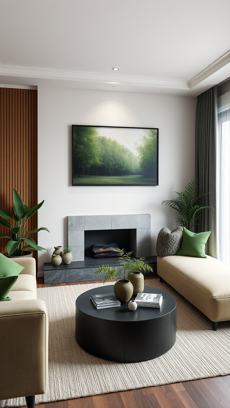 20 Stunning Ideas for a Monochromatic Living Room - 4. Natural Greens: Infuse Your Space with Earthy Vitality