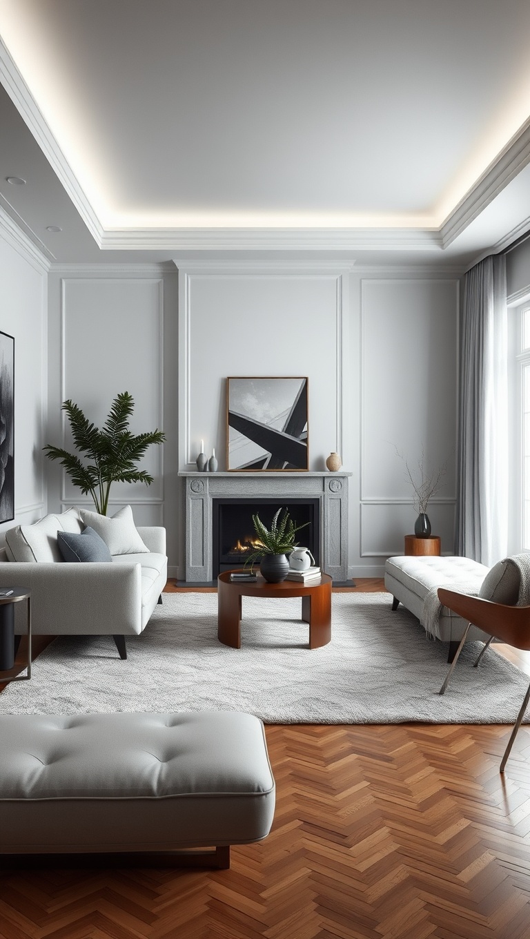 20 Stunning Ideas for a Monochromatic Living Room - 18. Distinctive Rugs: Foundation of Color and Texture