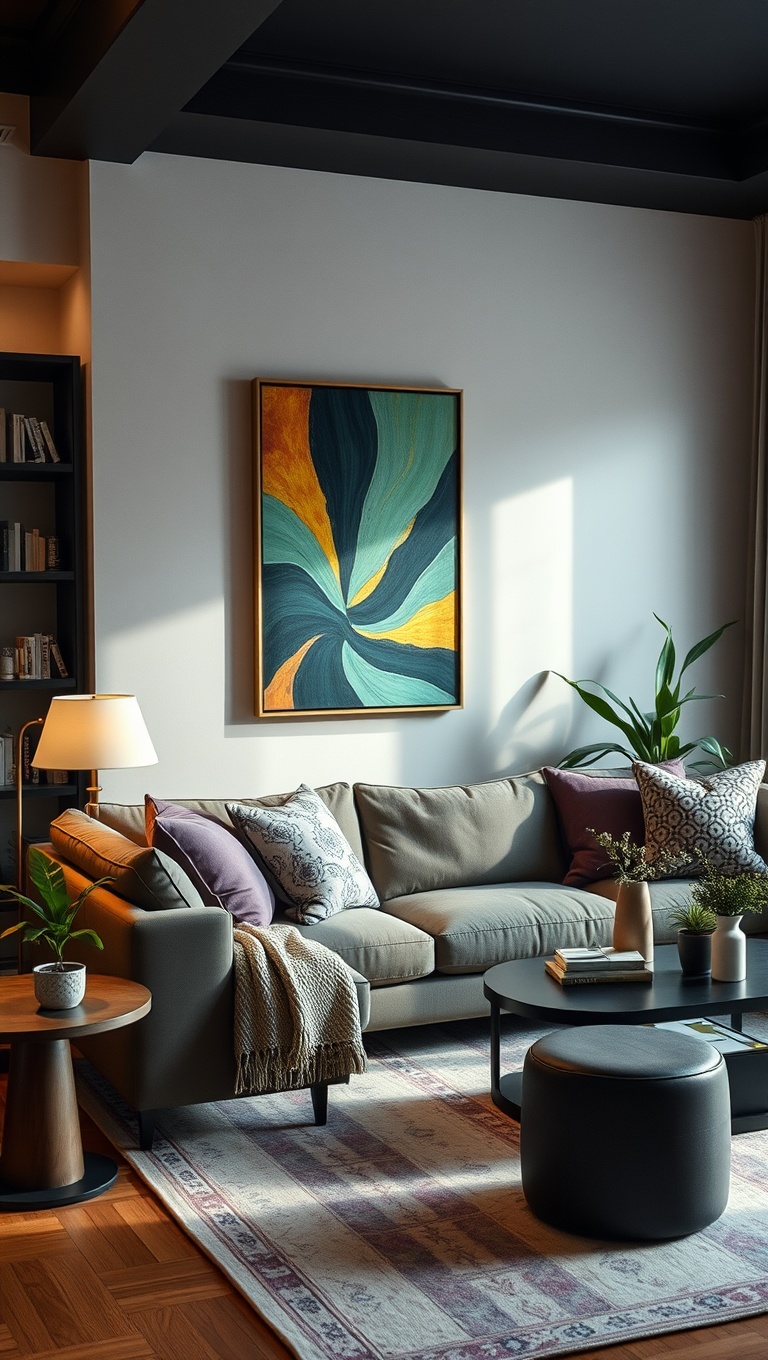 20 Bold and Beautiful Ideas for Maximalist Living Rooms - 4. Use Statement Art to Spark Joy