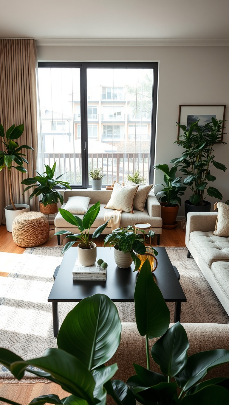 20 Bold and Beautiful Ideas for Maximalist Living Rooms - 10. Use Plants to Bring Life Indoors