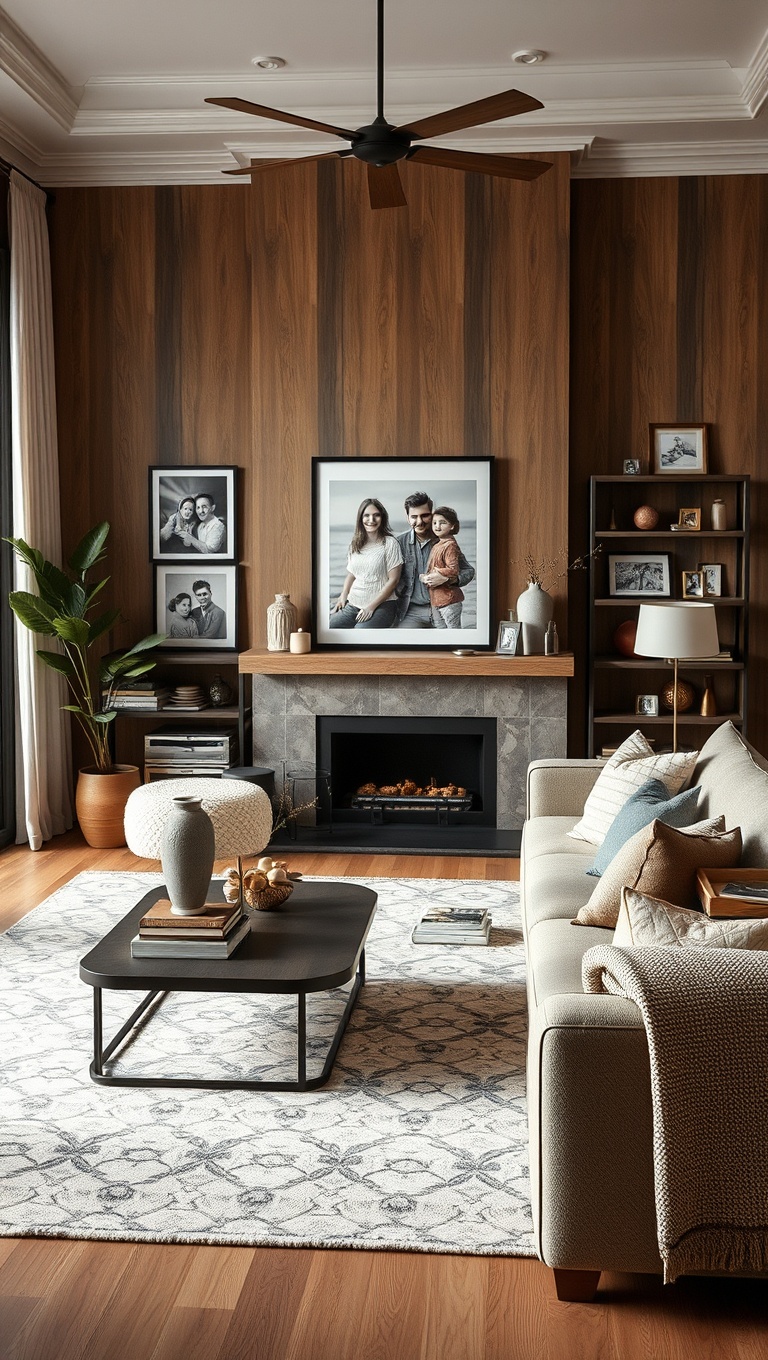 20 Bold and Beautiful Ideas for Maximalist Living Rooms - 20. Personalize with Family Photos and Mementos