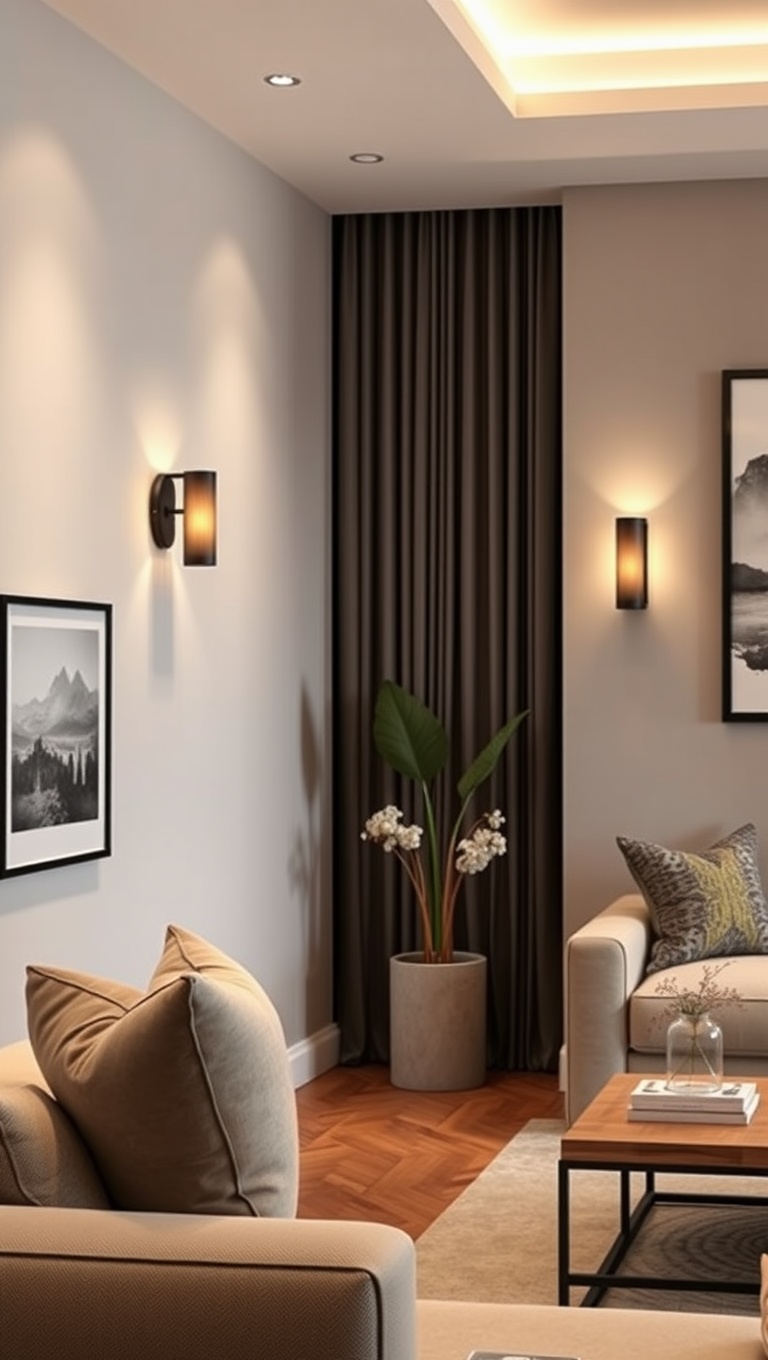 20 Bright Ideas for Layered Lighting in Your Living Room - 3. Use Sconces for Soft Wall Lighting