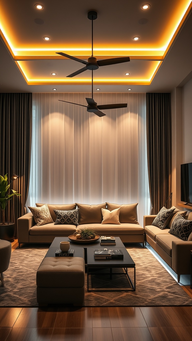20 Bright Ideas for Layered Lighting in Your Living Room - 8. Use LED Strip Lights for a Modern Touch