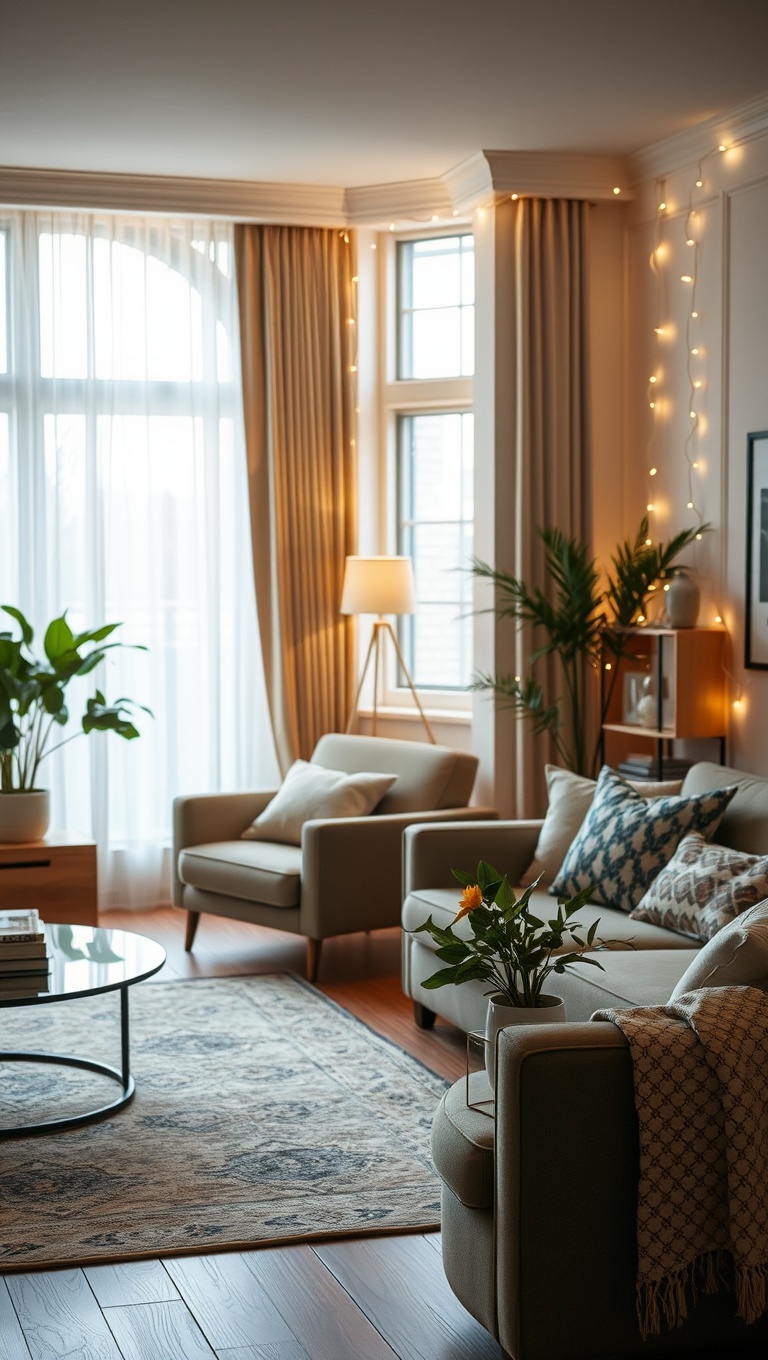 20 Bright Ideas for Layered Lighting in Your Living Room - Add Fairy Lights for a Whimsical Feel