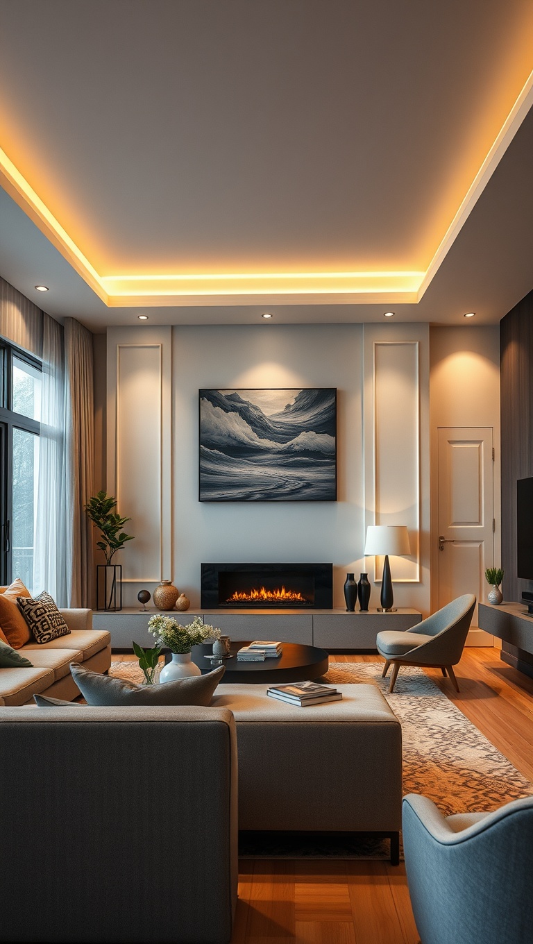 20 Bright Ideas for Layered Lighting in Your Living Room - 15. Use Recessed Lighting for a Sleek Look