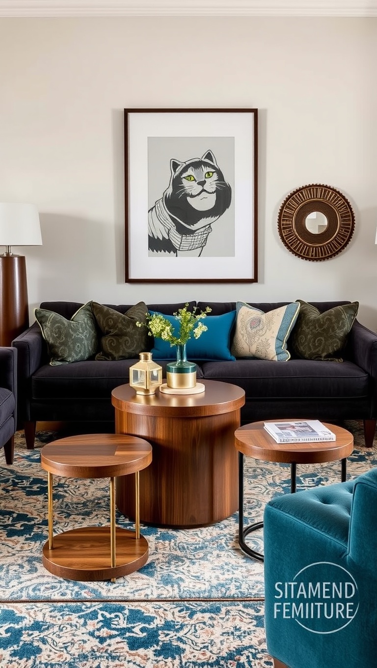 Eclectic Side Tables: Charming Contrasts