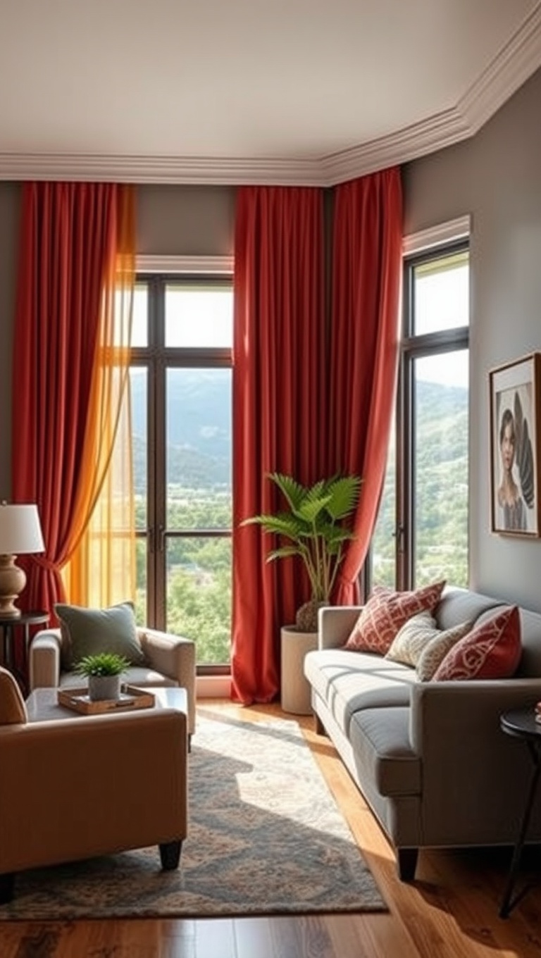 Colorful Curtains Framing Scenic Views