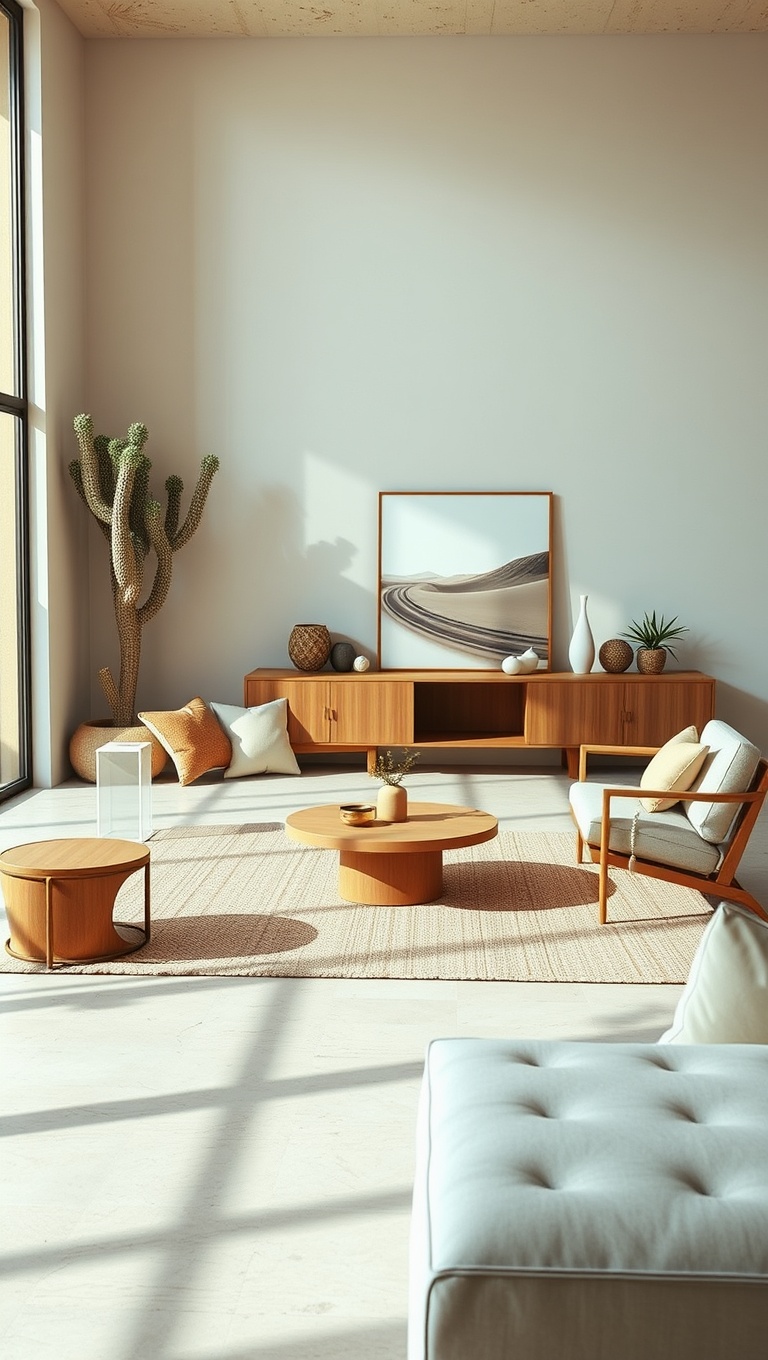 20 Stunning Ideas for Desert-Inspired Living Rooms - 10. Minimalist Furniture for Open Space
