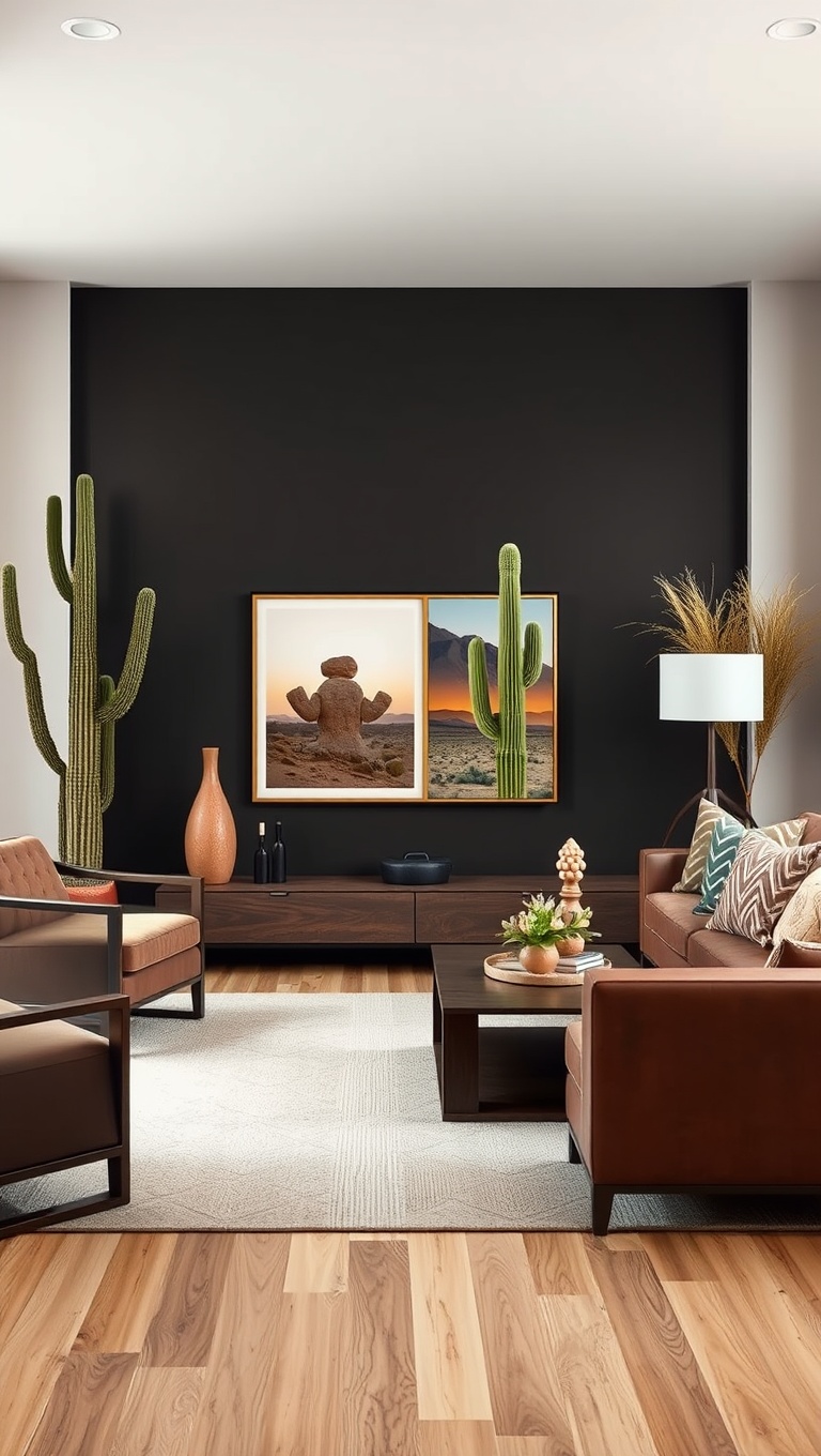 20 Stunning Ideas for Desert-Inspired Living Rooms - 15. Incorporating Desert-Inspired Artwork