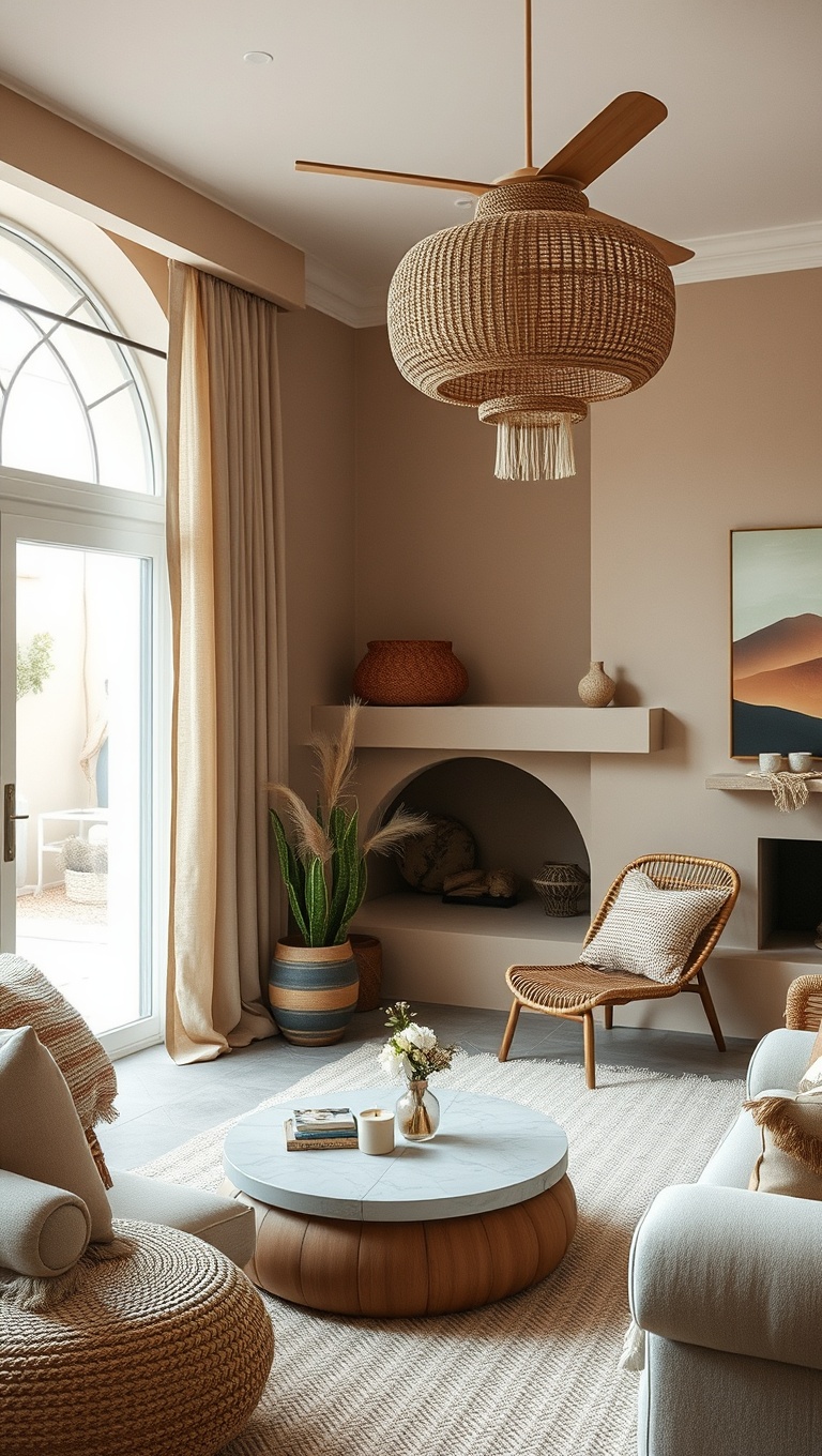 20 Stunning Ideas for Desert-Inspired Living Rooms - Layering with Natural Fibers