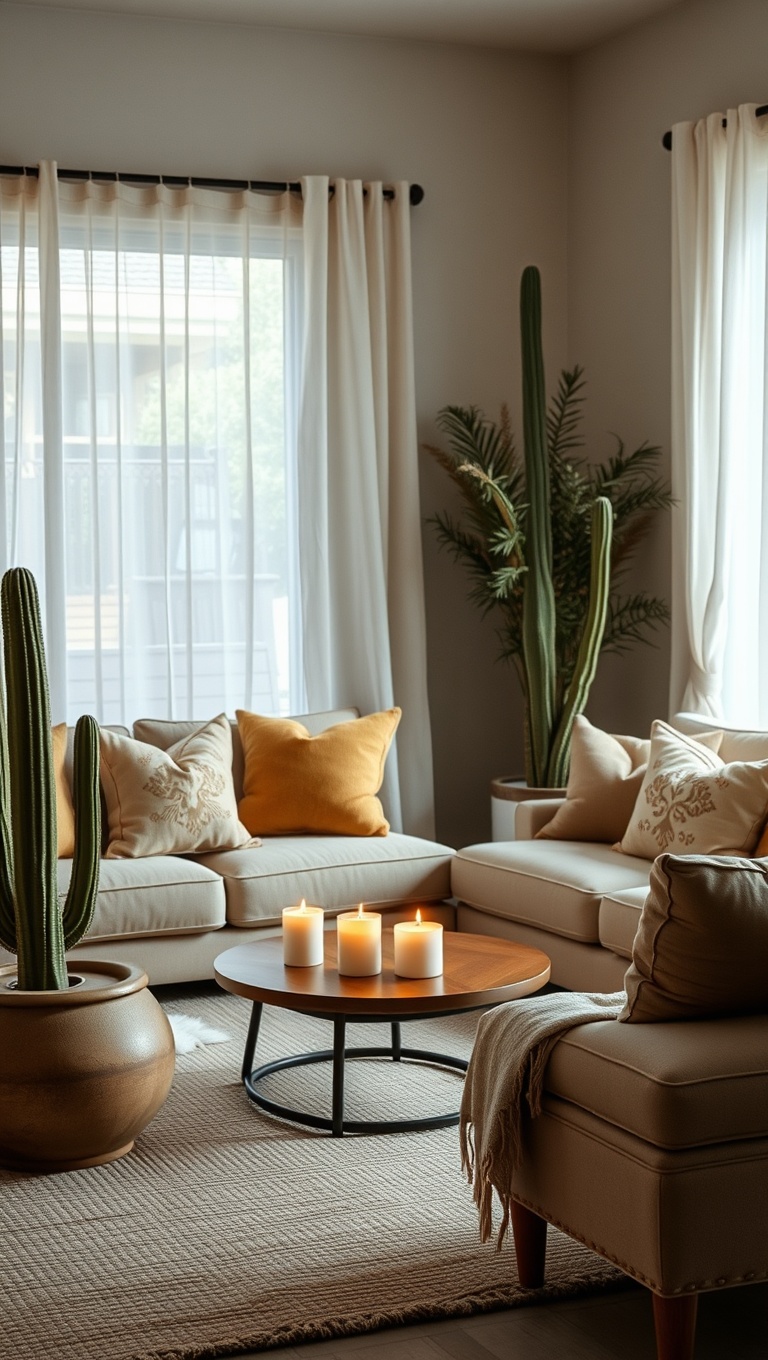 20 Stunning Ideas for Desert-Inspired Living Rooms - 20. Bringing in Natural Scents with Candles and Diffusers
